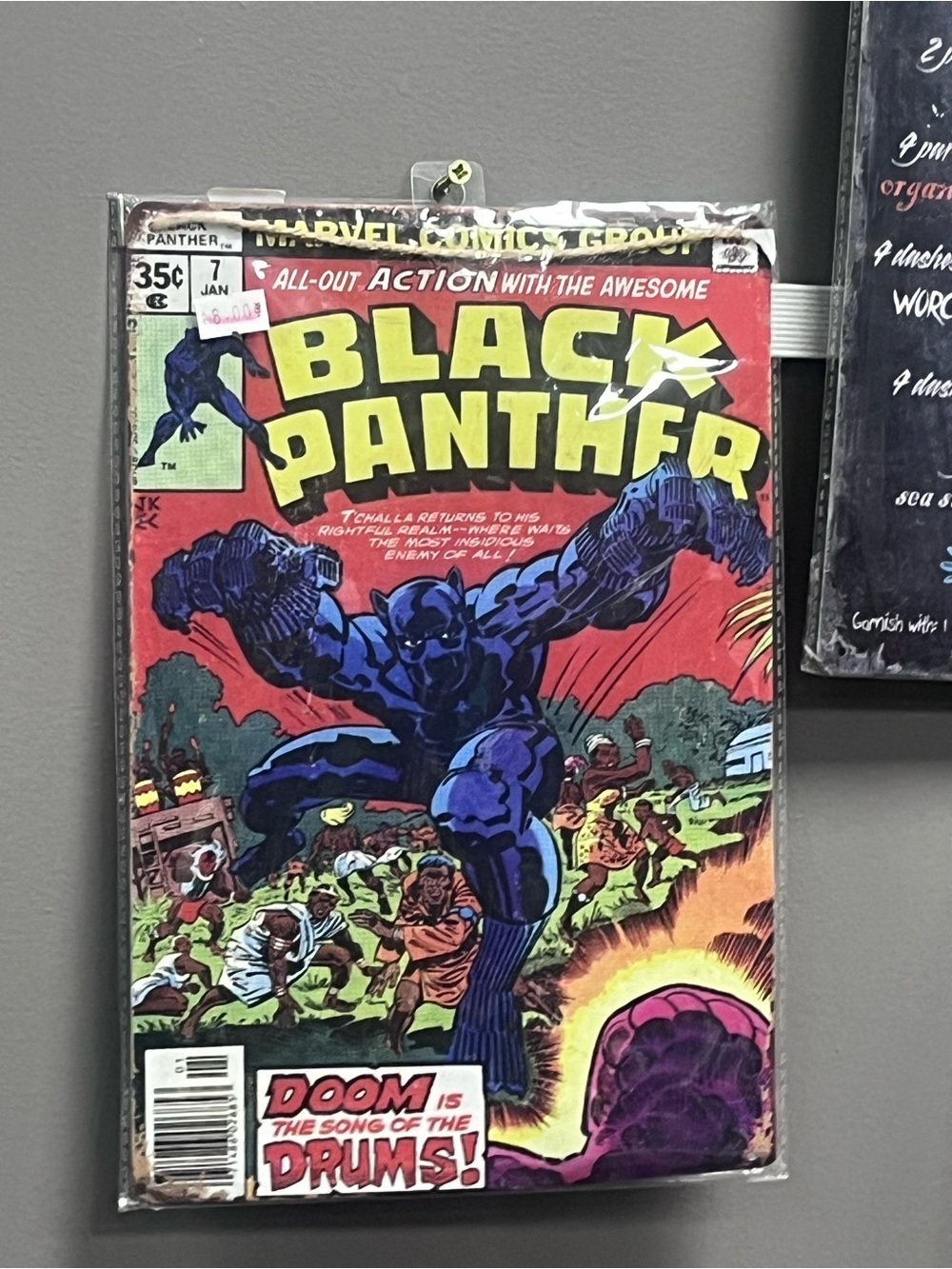 Black Panther Vintage Comic Wall Art - Blue, Red, Yellow